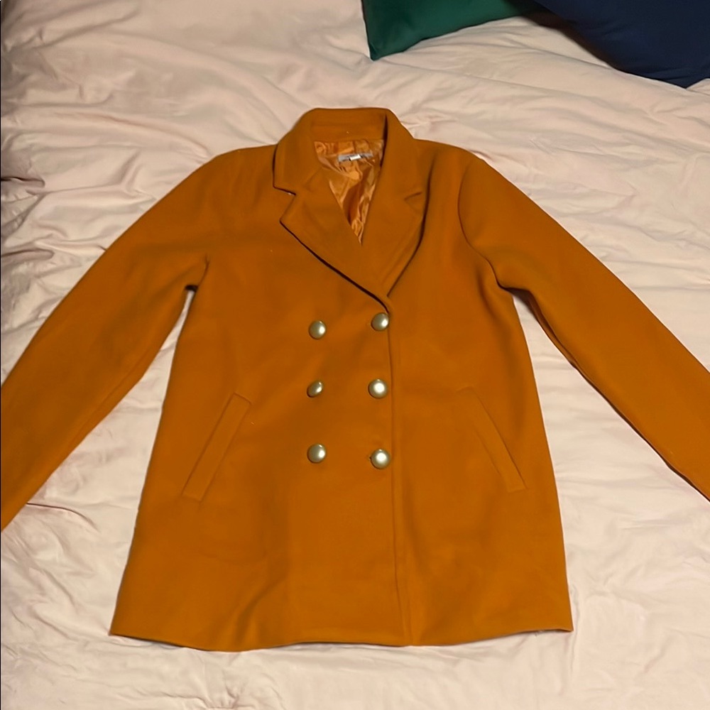 Women's Mustard Double-Breasted Coat